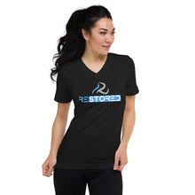 Load image into Gallery viewer, Restored Logo V-Neck Women's T-Shirt - Black/White
